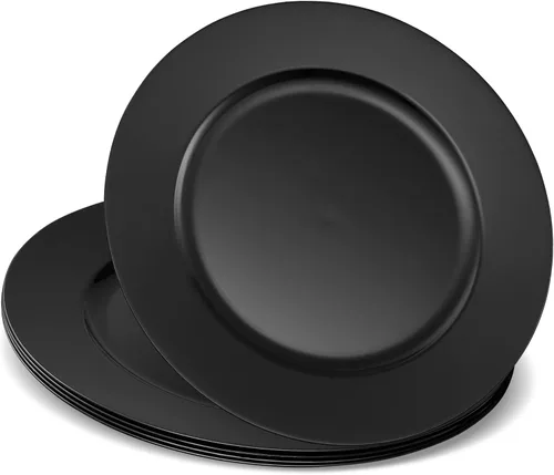Miniatura 10 de Platos base de 13 pulgadas de plástico transparente de uso pesado desechables para cena, vajilla para servir, platos, bandejas, vajilla, paquete