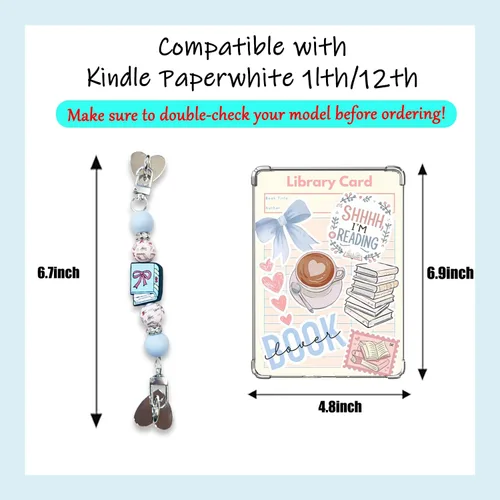 Miniatura 2 de 6 PIEZAS 17,27 cm x 12,19 cm Fundas de respaldo transparentes Compatibles para Kindle Paperwhite 11ª-12ª generación, color suave con correa