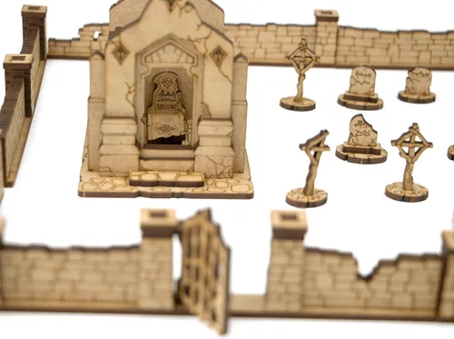 Miniatura 3 de TowerRex Cementerio edificios de terreno D&D, accesorios DND para Calabozos y Dragones, Pathfinder, Warhammer, rejilla de mapa de batalla de mesa