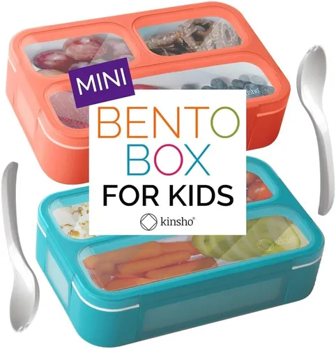 Miniatura 5 de Contenedores pequeños para aperitivos para niños pequeños, 3 compartimentos (juego de 3), cajas a prueba de fugas con tapas, mini lonchera Bento