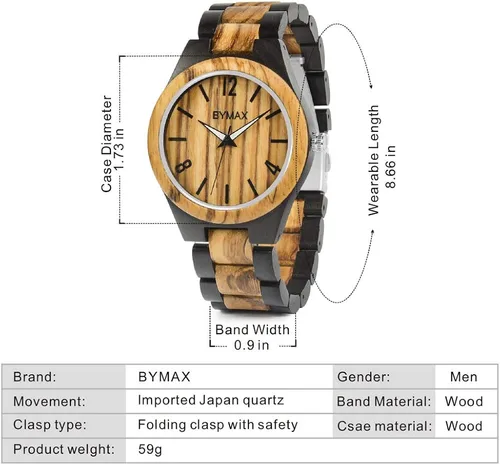 Miniatura 3 de Bymax - Reloj de pulsera analógico de cuarzo japonés hecho a mano con caja de regalo