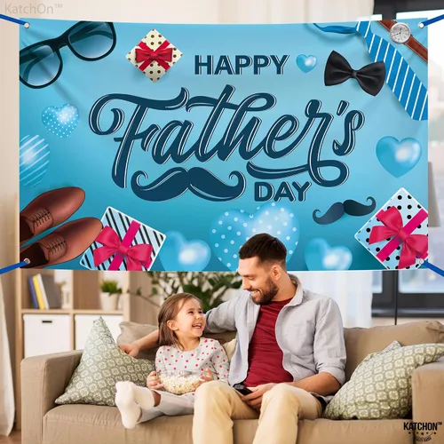Miniatura 7 de KatchOn Cartel de feliz día del padre, extragrande, 72 x 44 pulgadas, decoración azul del día del padre para fiesta y hogar