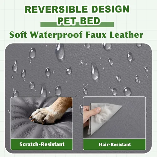 Miniatura 2 de Vonabem Cama Grande para Perro Impermeable Lavable Almohadilla XL para Jaula de 42 pulgadas, Camas para Mascotas de Cuero Duradero para Exteriores