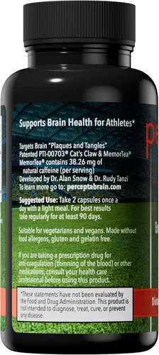 Miniatura 5 de Percepta Suplemento cerebral deportivo para atletas - Suplemento natural para la salud cerebral a base de plantas - Mejora el rendimiento