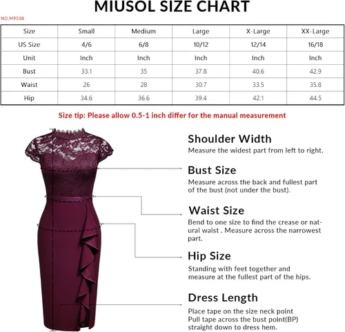 Miniatura 6 de Miusol vestido de cóctel corto para mujer estilo retro y floral con encaje y volantes