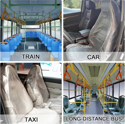 Miniatura 2 de 100 fundas desechables para asiento de automóvil, fundas universales de plástico elástico para asiento de automóvil, protector de asiento