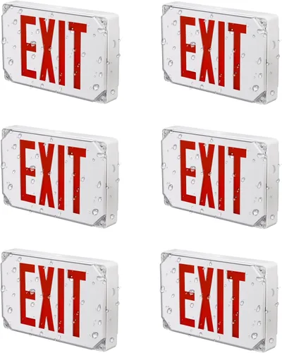 Miniatura 11 de LEONLITE Señal de salida LED roja, luz de salida de ubicación húmeda con batería de respaldo, certificación UL, iluminación de emergencia cableada