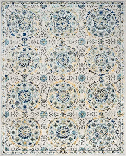 Miniatura 3 de SAFAVIEH Evoke Collection - Alfombra de 8 x 10 pulgadas, grande, color marfil y azul, diseño bohemio, no desprende pelusa y es fácil de limpiar