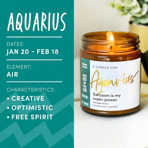 Miniatura 2 de WAX & WIT Regalos de Acuario para mujeres, vela de Acuario, regalo del zodiaco, regalos de astrología para mujeres, vela del zodiaco, regalo