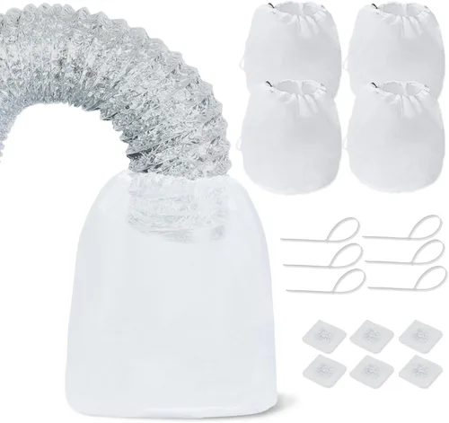 Juego de 4 bolsas para atrapar pelusas de ventilación de secadora, trampa recolectora de pelusa y bolsa de filtro para atrapar pelusa y polvo, kit