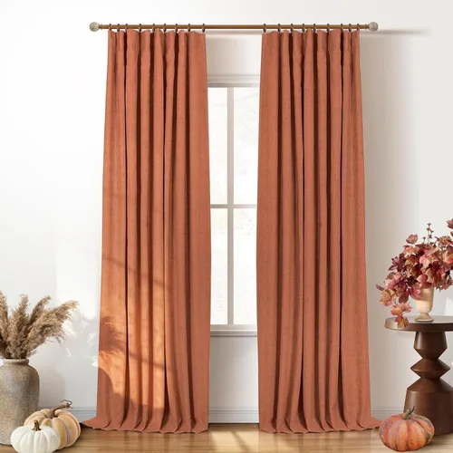 Miniatura 16 de INOVADAY Cortinas 100% opacas para dormitorio, cortinas opacas de 84 pulgadas de largo, cortinas opacas de lino con anillos de clip, aislamiento