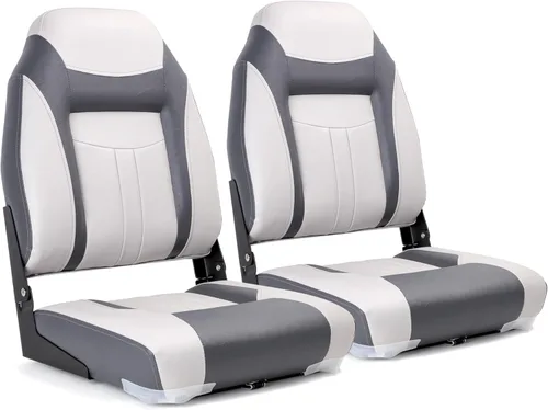 Miniatura 10 de P1 Premium Marine Asiento plegable para barco con respaldo alto, tornillos de acero inoxidable incluidos B6-Carbón/Negro (2 asientos)