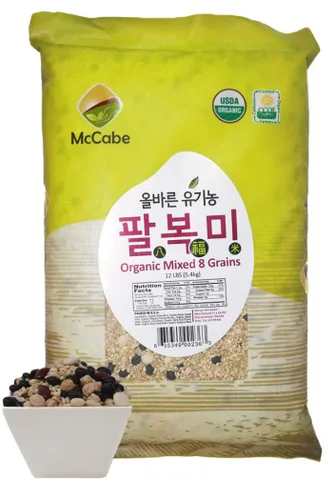 Miniatura 3 de McCabe Mezcla orgánica de 8 granos mixtos – Mezcla de arroz de granos integrales orgánicos 12 libras Rico en fibra y minerales Certificado USDA