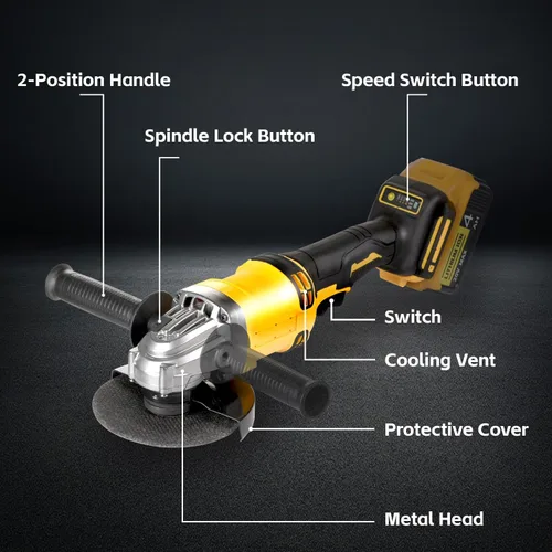 Miniatura 6 de Amoladora angular inalámbrica compatible con batería Dewalt 20V Max (SIN batería) (SIN ruedas) Amoladora angular sin escobillas de 4-1/2