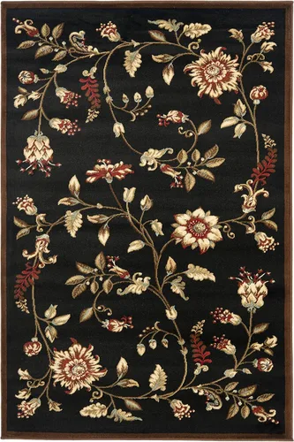 Miniatura 2 de SAFAVIEH - Alfombra de acento de la colección Lyndhurst, 3'3" x 5'3", color negro y multi, diseño floral tradicional, no desprende pelusa y de fácil