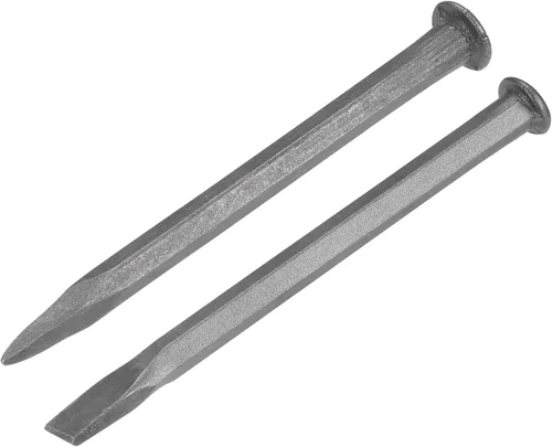 uxcell Cincel de mampostería para roca 9.8 "plano+cabeza de talla puntiaguda arenado acero al carbono medio para tallar piedra romper hormigón 1