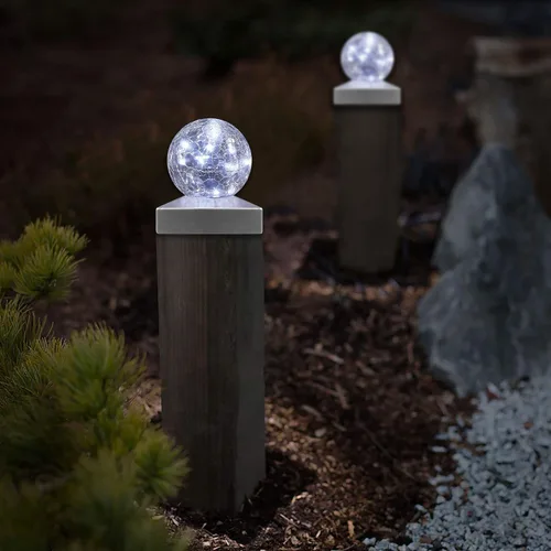 Miniatura 6 de SUNNYPARK Luces solares para poste – Luz para poste al aire libre para decoración de valla o patio jardín – Tapas de bolas de observación Blanco frío