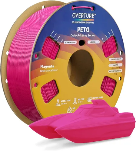 Miniatura 42 de OVERTURE - Filamento PETG de 1/16 de pulgada (1.75 mm) para impresora 3D y FDM, bien enrollado, duradero, carrete de 4.4 libras, dureza firme