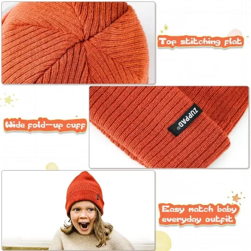 Miniatura 5 de ZUPPAD Baby Beanie Hat 3 Packs Toddler Girls Boys, Baby Hats Winter Warm Knitted Thermal with Fleece Lining, Kids Winter Hat
