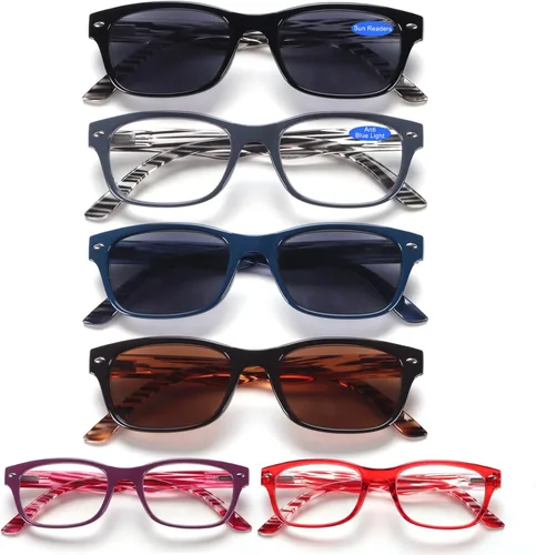 Miniatura 14 de BLOEXCLU Paquete de 6 lentes de lectura para mujeres y hombres, bloqueo de luz azul, bisagra de resorte, lectores de computadora, antifatiga