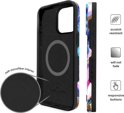Miniatura 6 de VELVET CAVIAR Funda para iPhone 15 Pro, compatible con MagSafe, probada en caídas de 10 pies, con purpurina Galaxy Purpurina (Galaxy glitter)