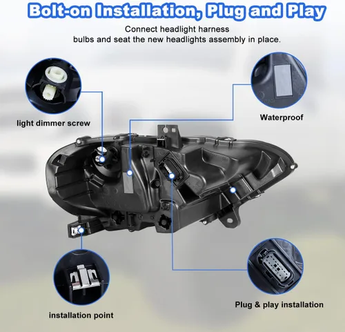 Miniatura 5 de ROXX Conjunto de faros delanteros LED completos para Ford Mustang 2018, 2019, 2020, 2021, 2022, solo lado izquierdo, proyector de luz alta y baja