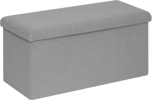 Miniatura 23 de PINPLUS Otomanas otomanas de almacenamiento con forma cuadrada con reposapiés de almacenamiento para sala de estar, asiento otomano Boucle para Negro