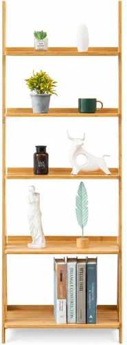 Estantería de bambú de 5 niveles para plantas y flores, estante organizador de almacenamiento independiente para sala de estar, oficina en casa,