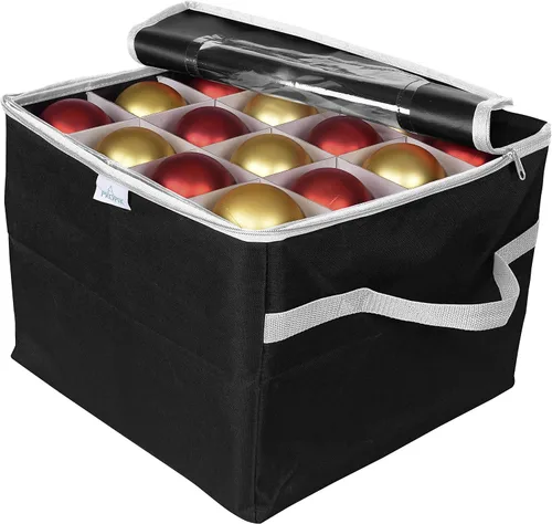 Miniatura 4 de ProPik - Caja de almacenamiento para adornos navideños, 3 bandejas separadas extraíbles con divisores para 48 esferas; organiza y protege las esferas