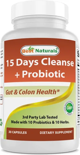 Best Naturals Limpieza intestinal y colon durante 15 días + probióticos para mujeres y hombres con Senna, cáscara sagrada y cáscara de psyllium - 30