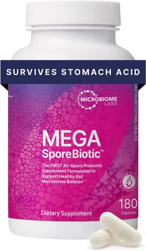 Miniatura 10 de Microbiome Labs MegaSporeBiotic Probióticos para mujeres y hombres, probióticos a base de esporas para la salud intestinal y el apoyo digestivo
