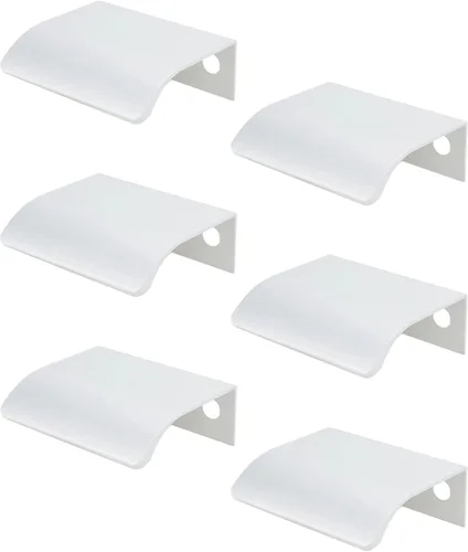 Miniatura 27 de Tiradores negros de 3.94 pulgadas para gabinete, 6 unidades, espacio entre agujeros de 2.52 pulgadas, tiradores de borde de aleación de aluminio