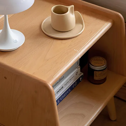 Miniatura 4 de Mesita de noche pequeña, mesa de noche 100% madera de roble macizo, mesita de noche moderna de mediados de siglo con almacenamiento abierto, armario