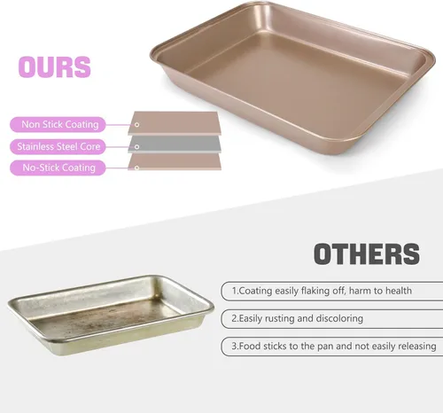 Miniatura 8 de Molde rectangular para pasteles con tapa, bandeja para hornear de 9 x 13 pulgadas con tapa y asa, antiadherente para hornear y asar y cocinar