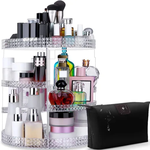 Awenia Organizador de maquillaje giratorio de 360 grados, almacenamiento de maquillaje ajustable, 7 capas de gran capacidad, unidad de