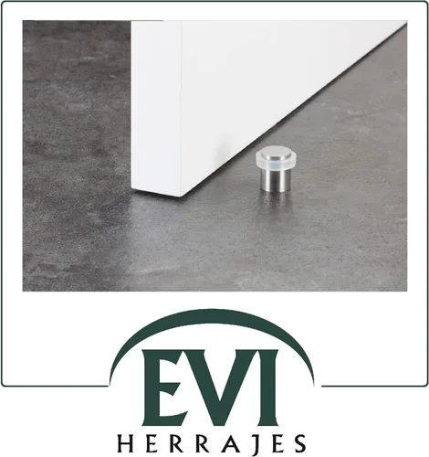 Miniatura 5 de Paquete de 2 topes de puerta EVI Tope de puerta de acero inoxidable – Cierre de tornillo – Protector de goma blanca – Tope de puerta de 0.79 x