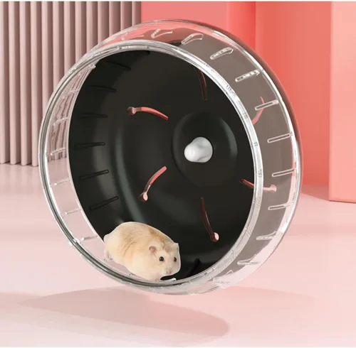 Miniatura 8 de MANON ROSA Rueda de hámster súper silenciosa y silenciosa con soporte ajustable para chinchillas jerbos ratones animales pequeños (M
