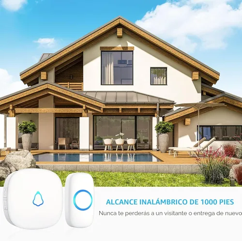 Miniatura 3 de SECRUI Timbre inalámbrico, fácil instalación, impermeable, volumen ajustable, 58 melodías, LED colorido, rango de 1000 pies, M520+F55, blanco