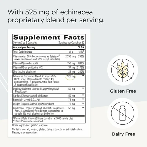 Miniatura 2 de Integrative Therapeutics EHB - Suplemento de apoyo inmunológico con vitaminas A, C y B6* - Soporte mineral con zinc - Sin lácteos y sin gluten - 60