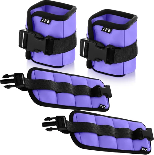 Miniatura 14 de Hollowfly 2 pares de pesas de tobillo y muñeca para ejercicios terrestres o acuáticos, puños acuáticos, bandas de fitness de aeróbicos acuáticos Azul