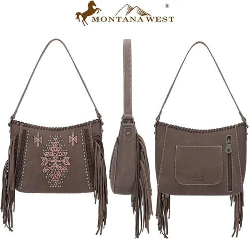 Miniatura 3 de Montana West Bolsa de mano occidental para mujer, colección de flecos, bolso de mano oculto con cartera