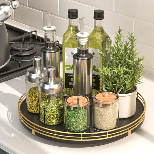 Miniatura 13 de Bandeja de baño de madera de roble de 12 pulgadas para mostrador, bandeja de tocador para perfume, loción, velas, maquillaje, joyería, fregadero