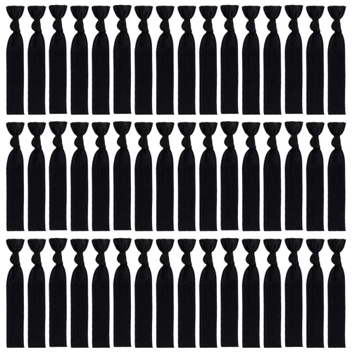 Miniatura 10 de 79Style Accesorios para el cabello de tela elástica para mujeres, 125 soportes para cola de caballo con cinta anudada, bandas para el pelo de tela