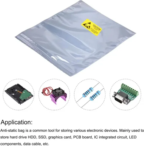 Miniatura 6 de Bolsas antiestáticas Bolsa de blindaje ESD con etiquetas antiestáticas para disco duro SSD HDD Tarjeta madre Tarjeta de video RAM Dispositivos