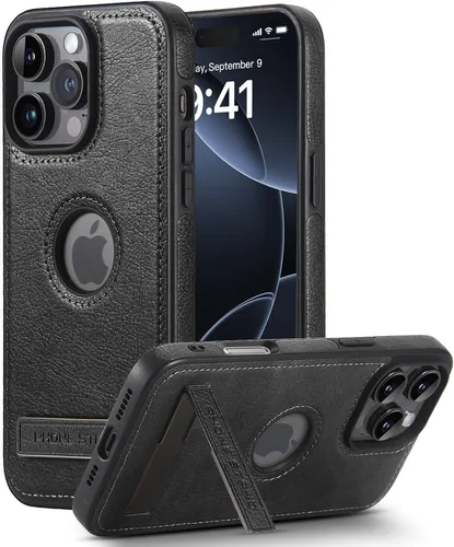 Miniatura 33 de Funda de cuero para iPhone 13 Pro, funda protectora delgada con función atril a prueba de golpes, soporte invisible integrado compatible con iPhone