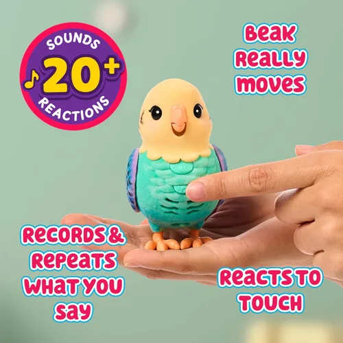 Miniatura 3 de Little Live Pets Mi Pajarito Parlanchín Real y Juguetes con Jaula - Indie, Juguete Interactivo que Repite la Voz, Más de 20 Sonidos y Reacciones