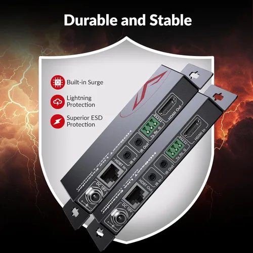 Miniatura 8 de Extensor HDMI HDBaseT de acceso AV sobre Cat6a/7, 4K @60Hz 130 pies/1080P 230 pies, paso bidireccional PoE, IR y RS232, CEC, para cine en casa, sala
