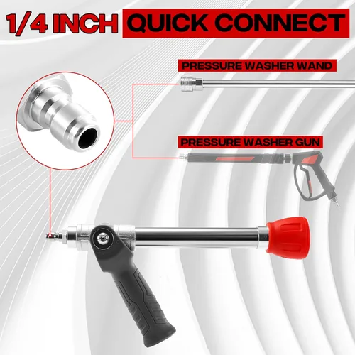 Miniatura 7 de Boquilla ajustable para lavadora a presión de largo alcance para revestimiento de 2 pisos 2 Mode Shooter Tip, 12" Stainless Steel Lance, 1/4