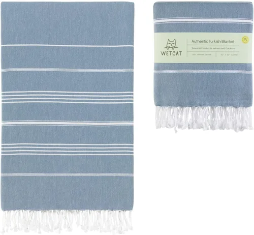 Miniatura 11 de WETCAT Toalla de playa original turca (39 x 71) – Peshtemal prelavado, 100% algodón, muy absorbente, de secado rápido y ultra suave, seguro