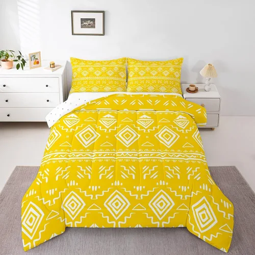 Miniatura 14 de Erosebridal - Juego de ropa de cama estilo tribal bohemio azteca, edredón con estampado étnico blanco y negro, bohemio, tamaño King, juego de Multi